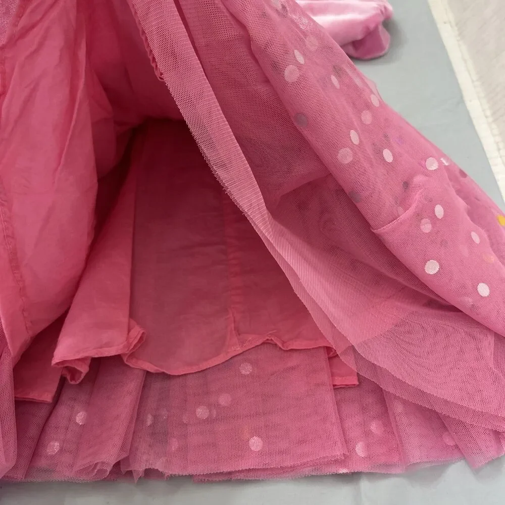 Ollie Jay Diana Puff Dress in Bubblegum Confetti Velvet Top Tulle Bottom Sz 3